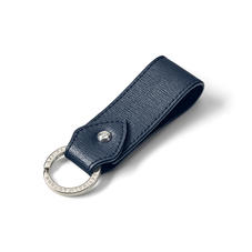 Leather Loop Keyring in Navy Saffiano