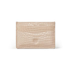 Slim Credit Card Holder in Soft Taupe Patent Croc