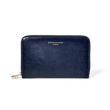Midi Continental Purse in Midnight Blue Silk Lizard