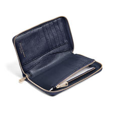 Midi Continental Purse in Midnight Blue Silk Lizard