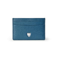 Slim Credit Card Holder in Blue Pewter Saffiano