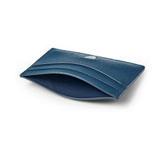 Slim Credit Card Holder in Blue Pewter Saffiano