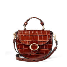 Saddle Bag in Deep Shine Brown Soft Croc