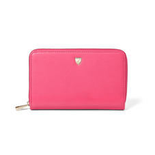 Midi Continental Clutch Zip Wallet in Bright Pink Saffiano