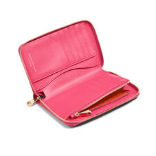 Midi Continental Clutch Zip Wallet in Bright Pink Saffiano