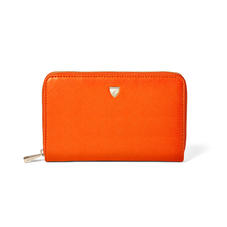 Midi Continental Clutch Zip Wallet in Bright Orange Saffiano