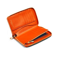 Midi Continental Clutch Zip Wallet in Bright Orange Saffiano