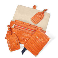Travel Collection with Removable Inserts in Deep Shine Marmalade Small Croc