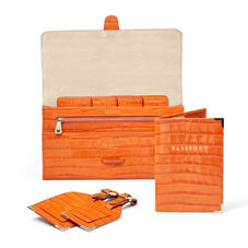 Travel Collection with Removable Inserts in Deep Shine Marmalade Small Croc