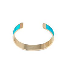 Cleopatra Skinny Cuff Bracelet in Deep Shine Aqua Small Croc