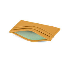 Slim Credit Card Holder in Mustard Saffiano