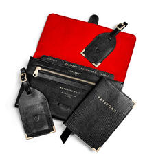 Travel Collection with Removable Inserts in Black Silk Lizard