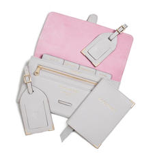 Travel Collection with Removable Inserts in Light Grey Saffiano