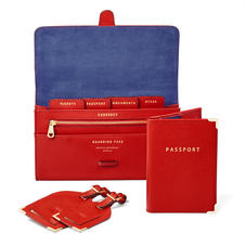 Travel Collection with Removable Inserts in Scarlet Saffiano