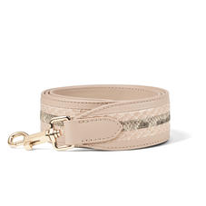 Striped Leather Bag Strap in Smooth Soft Taupe & Multi Snake