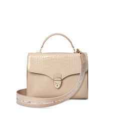 Striped Leather Bag Strap in Smooth Soft Taupe & Multi Snake