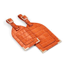 Set of 2 Luggage Tags in Deep Shine Marmalade Small Croc