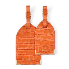 Set of 2 Luggage Tags in Deep Shine Marmalade Small Croc