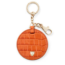 Disk Key Ring in Deep Shine Marmalade Small Croc