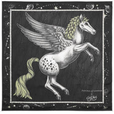 Pegasus Feather Silk Twill Scarf in Monochrome