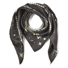 Pegasus Feather Silk Twill Scarf in Monochrome