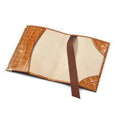 Passport Cover in Deep Shine Vintage Tan Small Croc