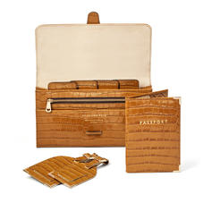 Travel Collection with Removable Inserts in Deep Shine Vintage Tan Small Croc