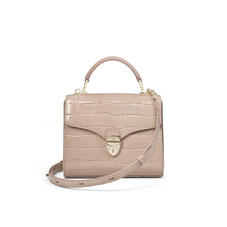 Midi Mayfair Bag in Deep Shine Soft Taupe Croc