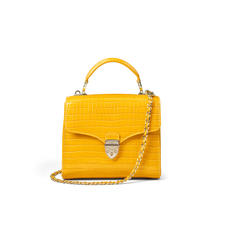 Midi Mayfair Bag in Deep Shine Bright Mustard Small Croc