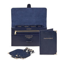 Travel Collection with Removable Inserts in Navy Saffiano