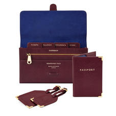 Travel Collection with Removable Inserts in Burgundy Saffiano