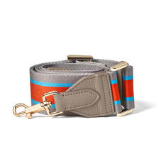 Webbing Bag Strap in Marmalade, Aqua & Silver Stripes