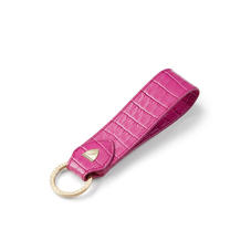 Leather Loop Keyring in Deep Shine Hibiscus Small Croc
