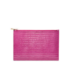 Large Essential Flat Pouch in Deep Shine Hibiscus Small Croc