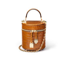 Pandora Bag in Deep Shine Vintage Tan Small Croc