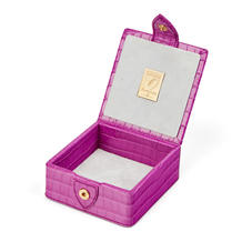 Stud Box in Deep Shine Hibiscus Small Croc