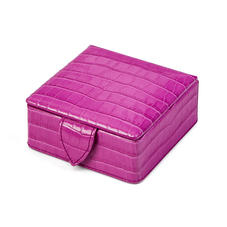 Stud Box in Deep Shine Hibiscus Small Croc