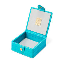Stud Box in Deep Shine Aqua Small Croc