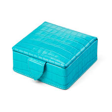 Stud Box in Deep Shine Aqua Small Croc