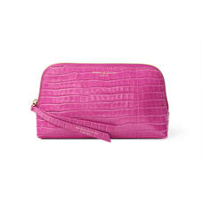 Small Essential Cosmetic Case in Deep Shine Hibiscus Small Croc