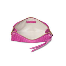 Small Essential Cosmetic Case in Deep Shine Hibiscus Small Croc