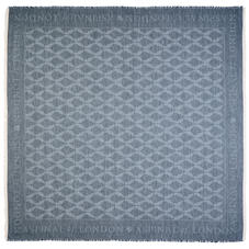 Harlequin Print Jacquard Scarf in Navy Blue