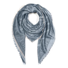 Harlequin Print Jacquard Scarf in Navy Blue