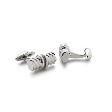 Sterling Silver & Sapphires Gemset Double Barrel Twist Cufflinks