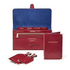 Travel Collection with Removable Inserts in Bordeaux Silk Lizard