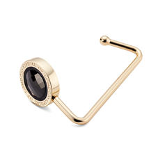 Aspinal Handbag Hook in Black Patent Leather & Black SWAROVSKI ELEMENTS