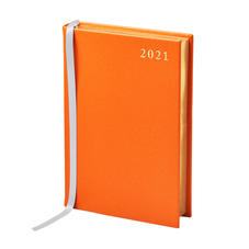 A6 Day to Page Leather Diary in Bright Orange Saffiano