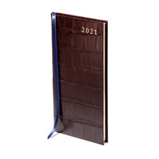 Slim Pocket Leather Diary in Deep Shine Amazon Brown Croc
