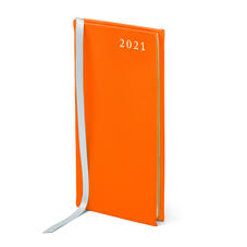Slim Pocket Leather Diary in Bright Orange Saffiano