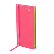 Slim Pocket Leather Diary in Bright Pink Saffiano